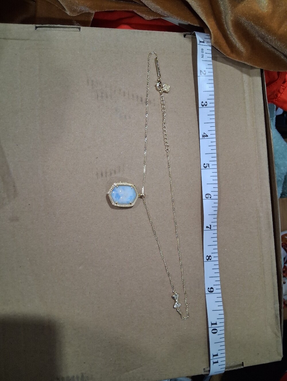Kendra Scott Gold Hexagon Blue Opal Pendant Necklace